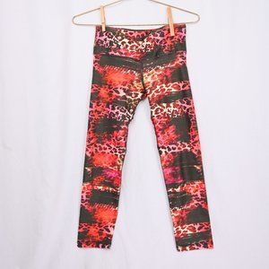 Noli Yoga Pink/Red Cheetah Print Cropped Leggings - Size XS - Performance / Gym